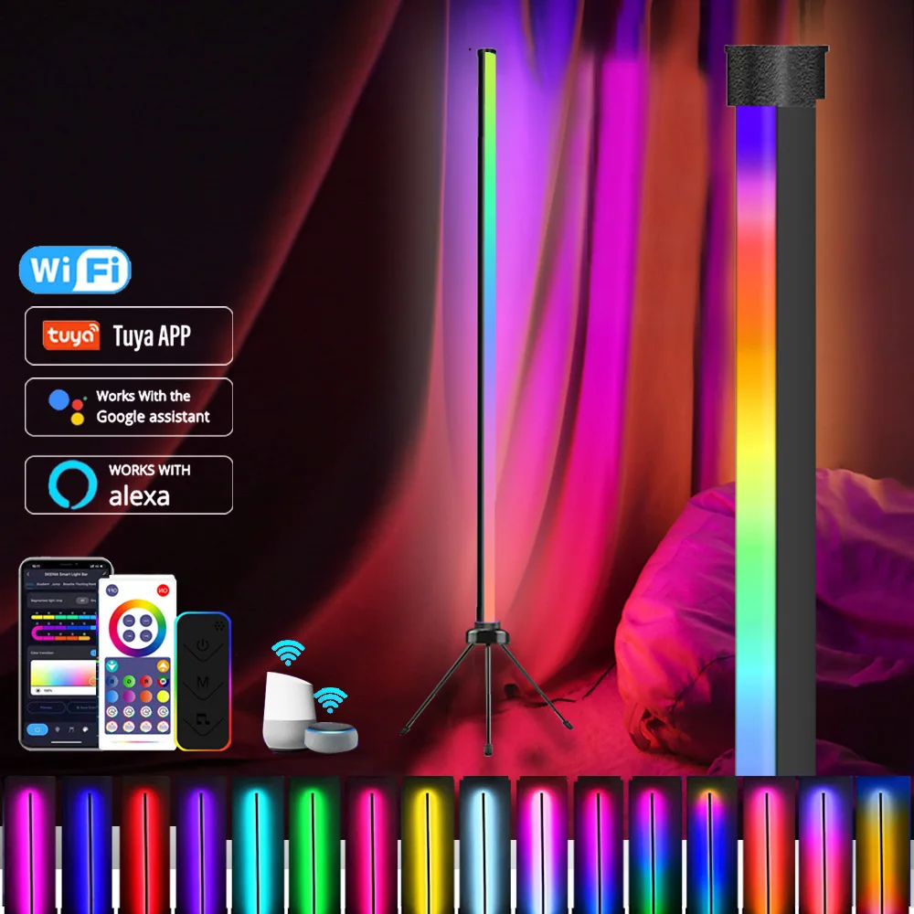 

Умная напольная Светодиодная лампа RGB с Wi-Fi, ночсветильник для создания атмосферы, 4 режима воспроизведения музыки, украшение для телевизора...