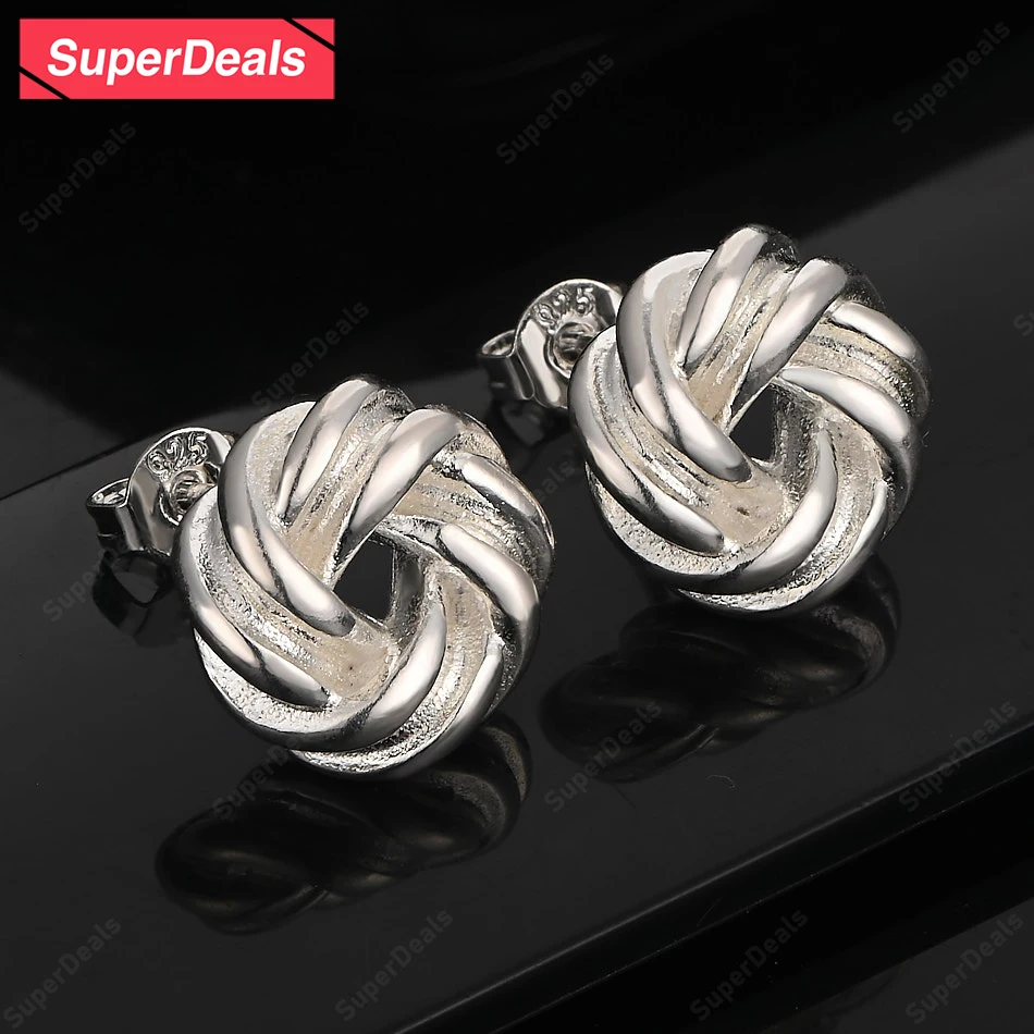 Серьги-гвоздики SuperDeals из стерлингового серебра 925 пробы с многослойным переплетением, модные изысканные украшения, подарок для женщин на вечеринку или годовщину (art.: 3920db7a13629) - 3920db7a13629