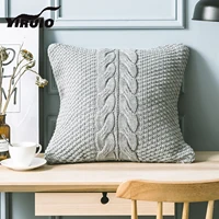 YIRUIO Delicate Graceful Gray Cushion Cover 45*45cm Fluffy Warm Acrylic Knitted Throw Pillow Case Cover For Bed Sofa Couch Chair