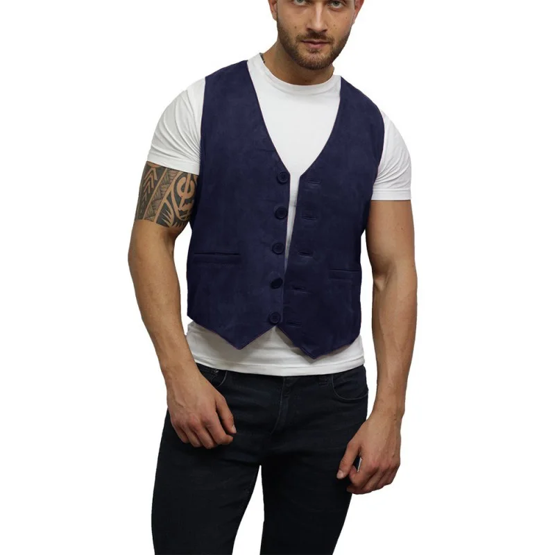 

Men's Tank Top Suede Slim Fit Sleeveless Jacket Casual Wedding Party Single Breasted Waistcoat