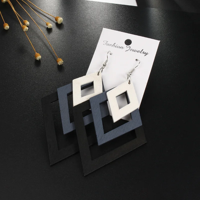 

The New Earrings Accessories Carton Statement Jewelry for Woman Design New Ladies Fashion Trend Square Multi-layer Earrings