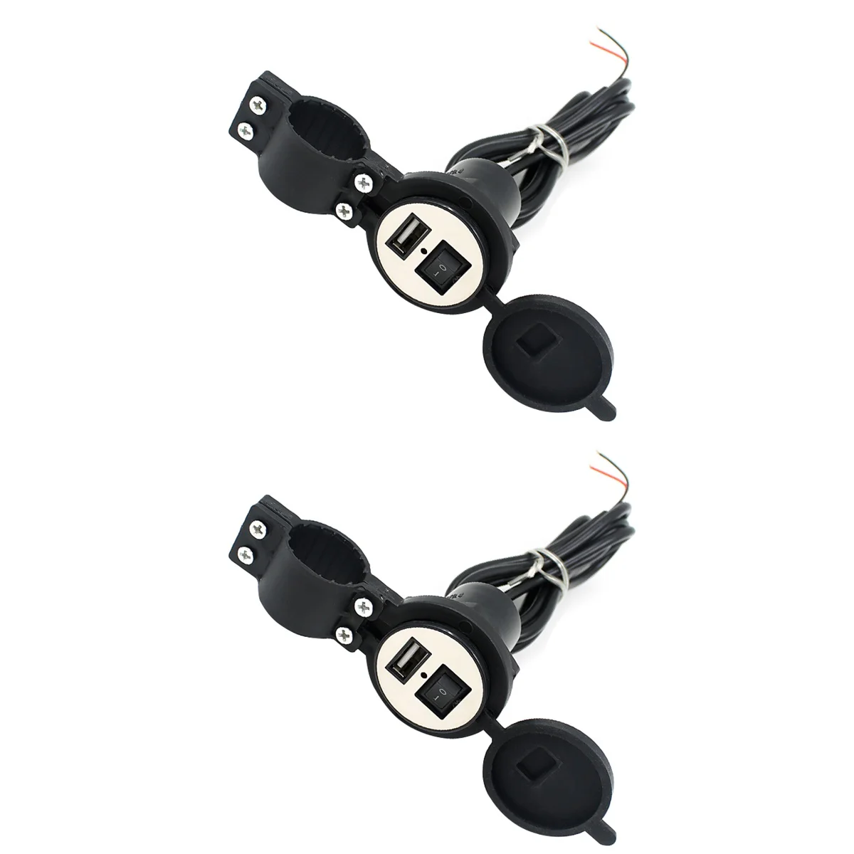 

2pcs Waterproof 12V 15A Motorcycle Motorbike USB Power Supply Port Socket for Cellphone /GPS /MP3 (Black)