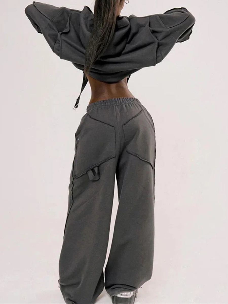 Уличная одежда VGH однотонные комплекты из двух предметов для женщин топы с