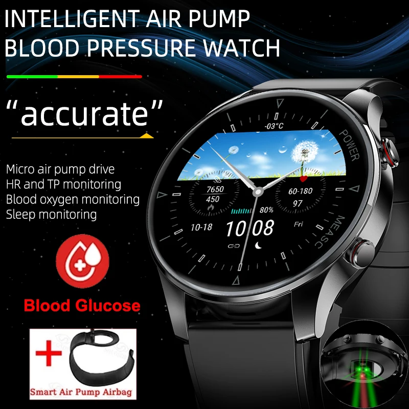 

New Inflatable Strap Accurately Measure Heart Rate Blood Pressure Smart Watches Men Waterproof Bluetooth Call Sports Smartwatch