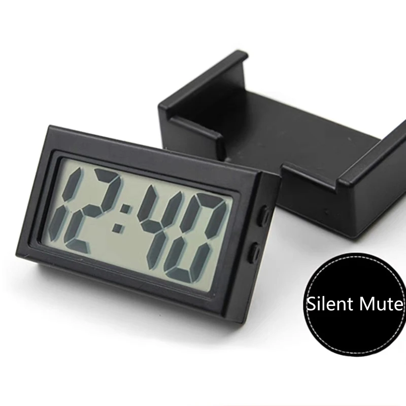 Car Interior Time Display Clock Button Battery Powered Clock Stick-On Mini Clock for Home Kitchen Bathroom