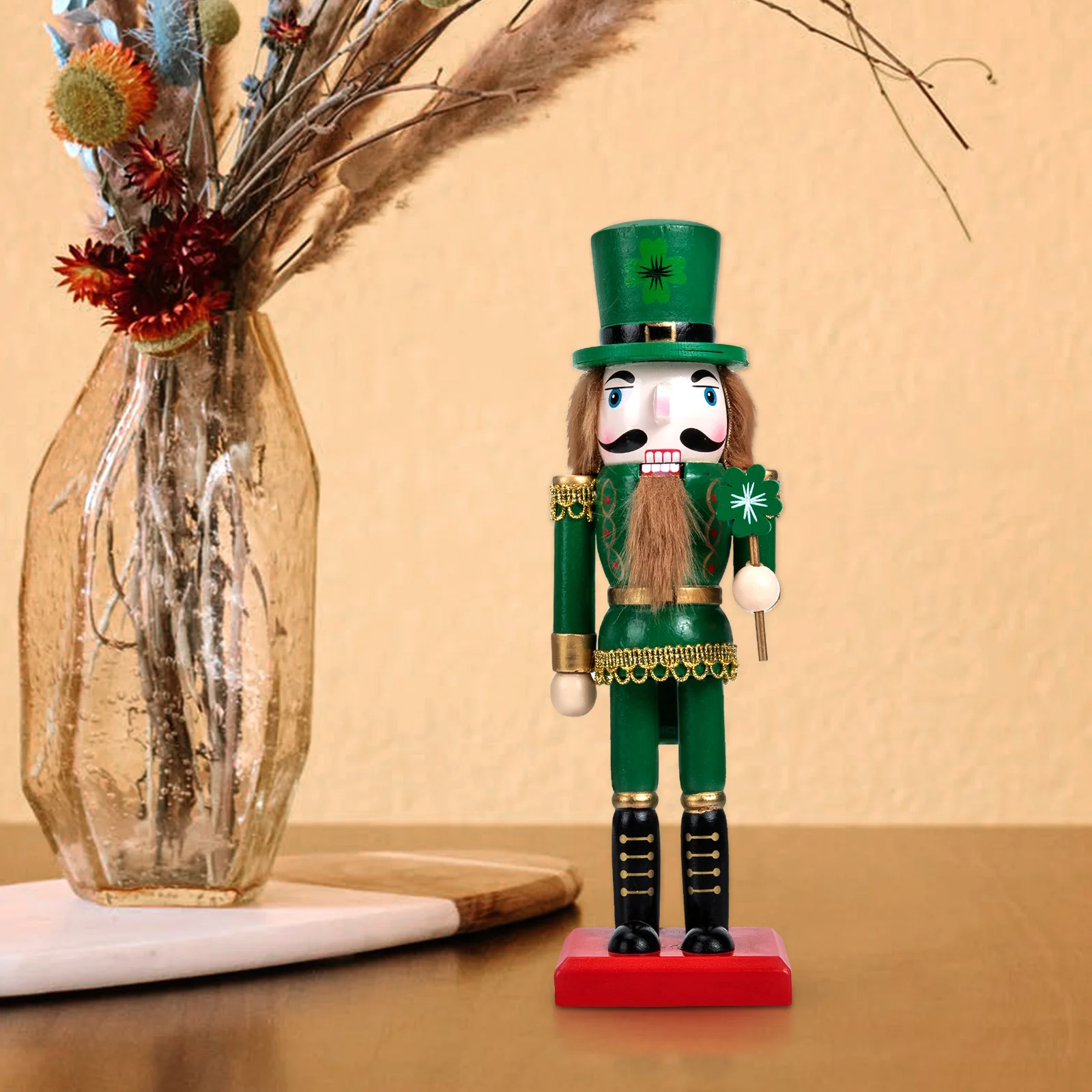 

25cm Xmas Wooden Nutcracker Adorn Green Wood Soldier Ornament Nutcracker Soldier Doll Lovely Merry Christmas Home Decor