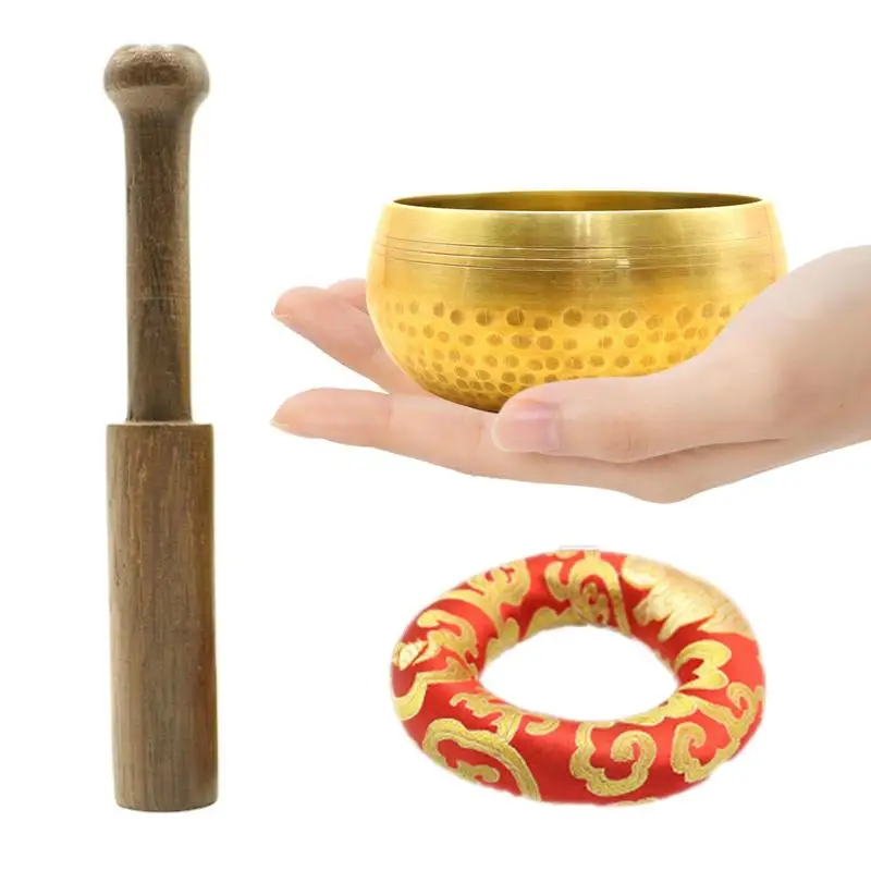 

Набор для йоги, медный звуковой лук для медитации, Поющая чаша для уборки ушей, бронзовая звуковая чаша Будды с бронзовыми колокольчиками