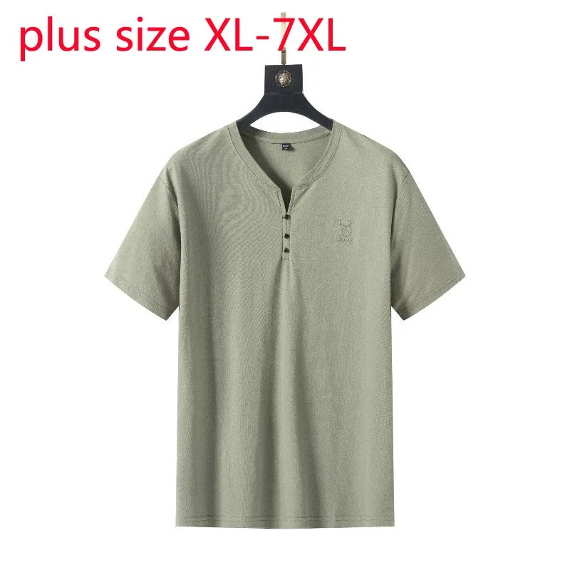 

New Arrival Super Large Summer Men Fashion Casual Short Sleeve O-neck Knitted T Shirt Plus Size XL 2XL 3XL 4XL 5XL 6XL 7XL