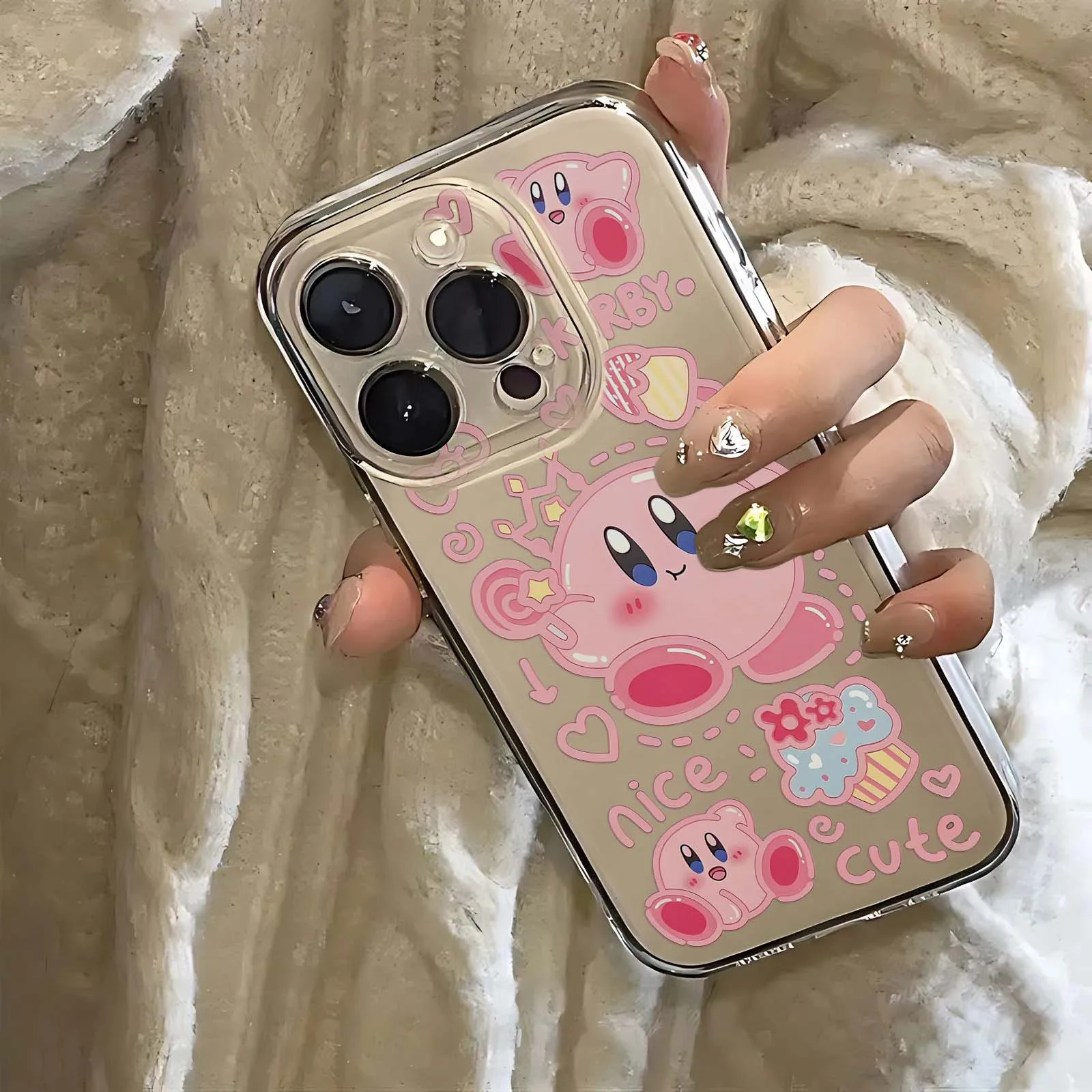 Мультяшный милый розовый чехол для телефона Kirbies iPhone 16 15 14 13 12 11 Mini Pro Max X XR XSMax 7 8 Plus