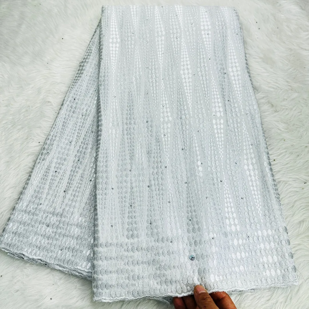 5 ярдов швейцарская ткань 2023 новейшая африканская вышивка бисером 100% хлопок