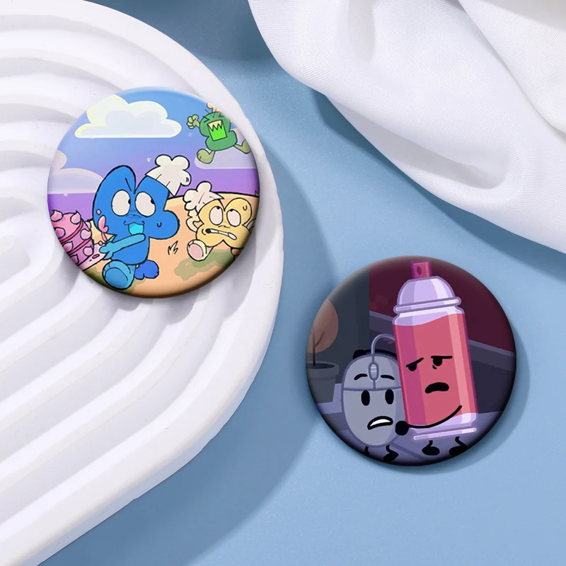 Фото Аниме Inanimate Insanity BFDI Memes Мягкие пуговицы, булавки для чемодана, лампочка, значок всех фигурок, креативная брошь для сумки, декора одежды №3