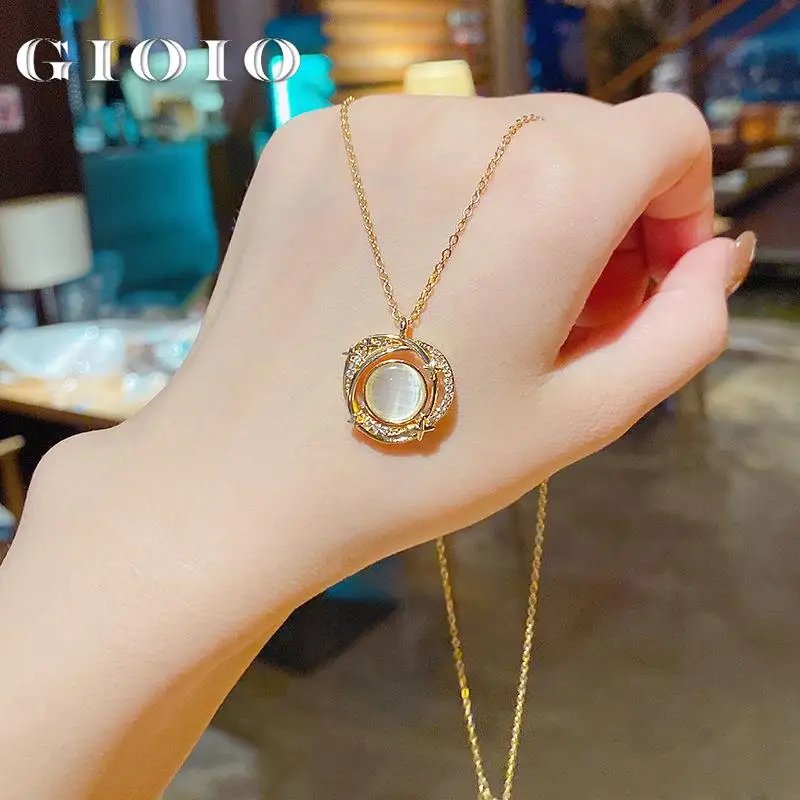 

2022 New Classic Opal Pendant Necklace For Woman Korean Fashion Jewelry Sexy Girl's Clavicle Chain Short Neck Chain