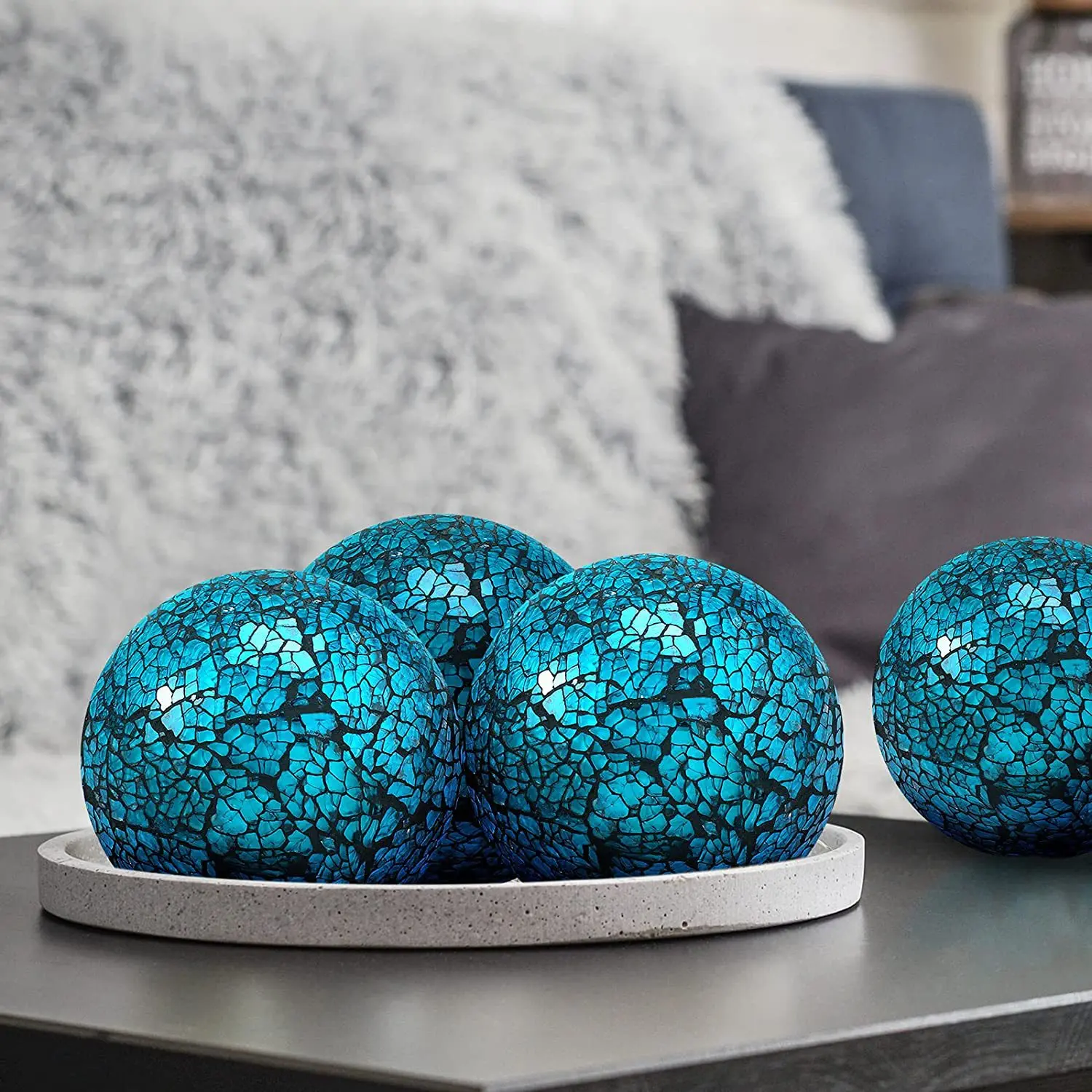 

3/6PCS Gold Mosaic Glass Sphere Balls for Christmas Festival Decoration Pendant 6cm Orbs Table Centerpiece Round Flash Ball