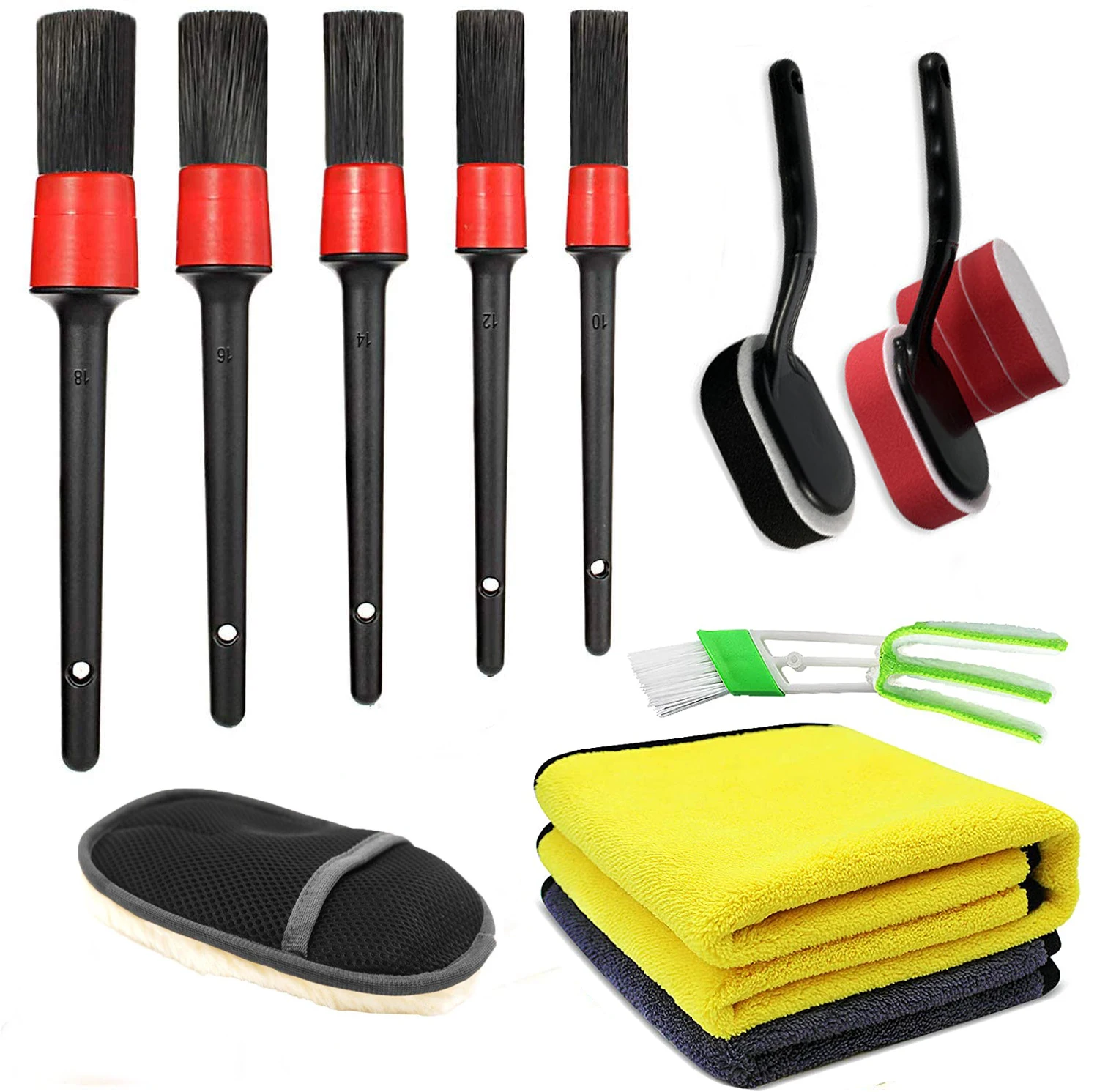 

Car Wash Car Detailing Brush Mixed Fiber Plastic Handle Automotive Detail Brushes for Cleaning Wheels Engine Interior
