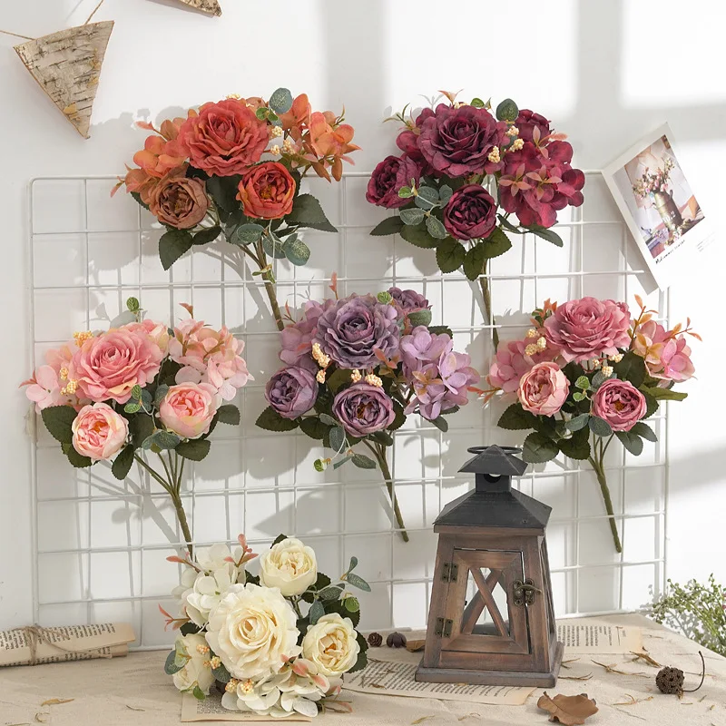 

Vintage Peony Artificial Flowers Simulation Bouquet Fake Artificial Peony Simulation Flowers Wedding Confession Bridal Bouquet