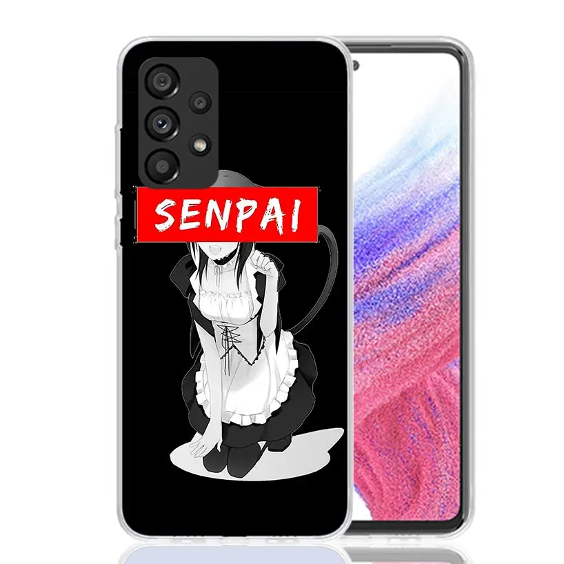 Sugoi Senpai Japanese Anime Waifu Phone Case For Samsung Galaxy A15 A55 A25 A35 A14 A54 A24 A34 A13 A53 A23 A33 A12 A52 A22 A32