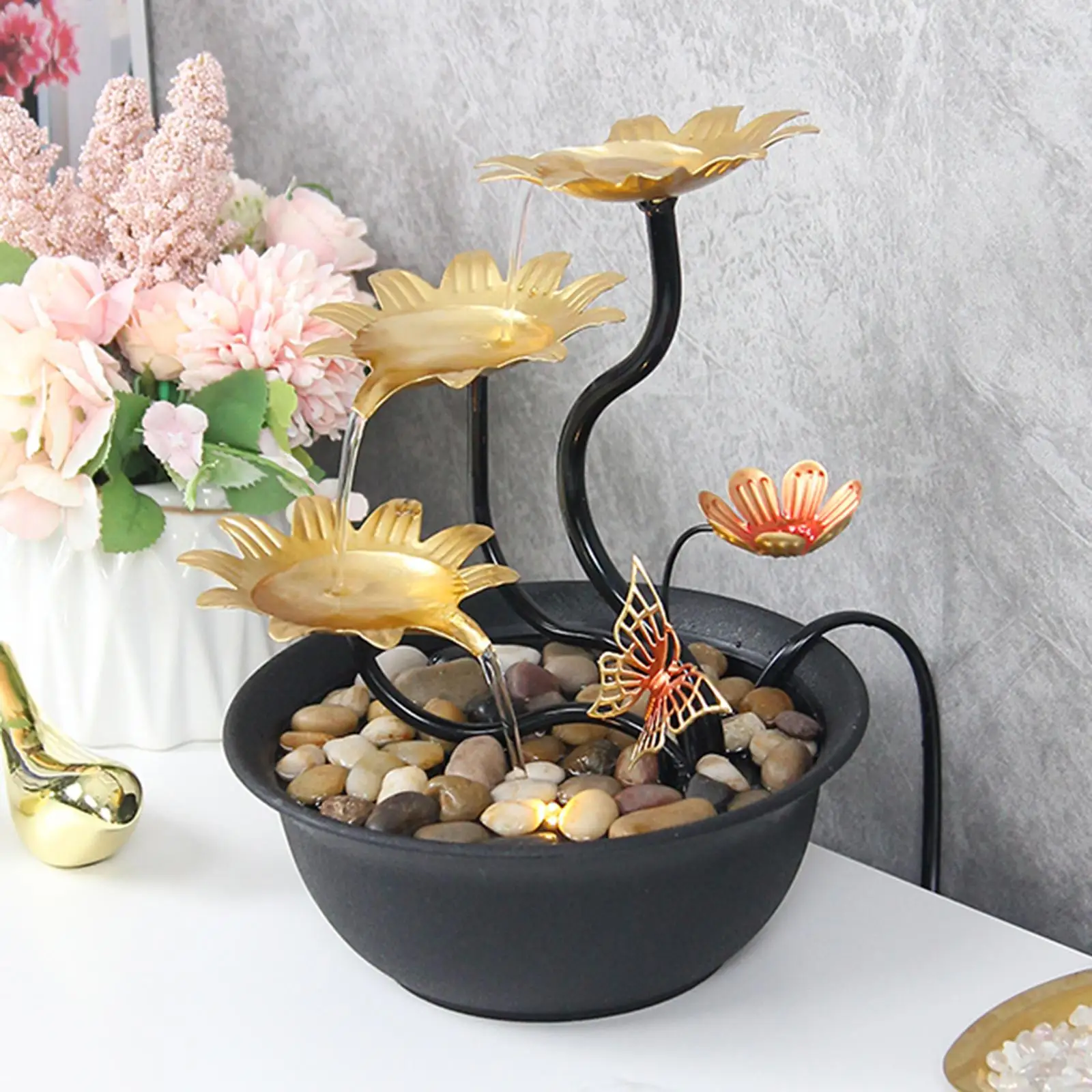 

Tabletop Water Fountain Waterfall Desktop Crafts Feng Shui Ornament USB for Office Home Bedroom Decoration Housewarming Gift