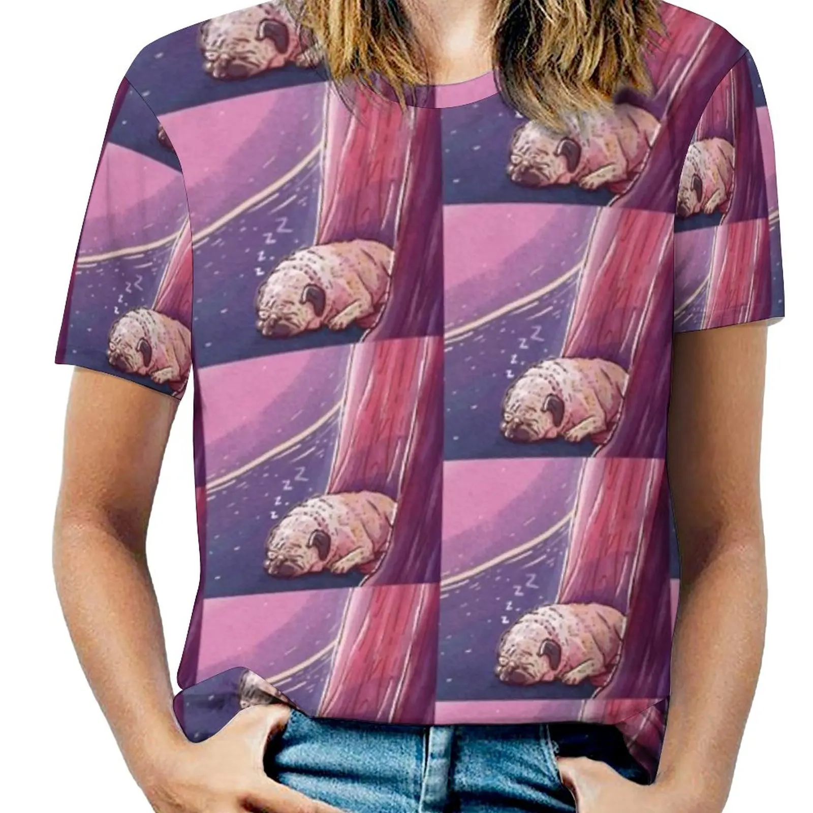 

Женская футболка Sleepin' с принтом мопса на весну и лето, футболки с круглым вырезом, пуловер, топ, мопсы, искусственные собаки, милые животные