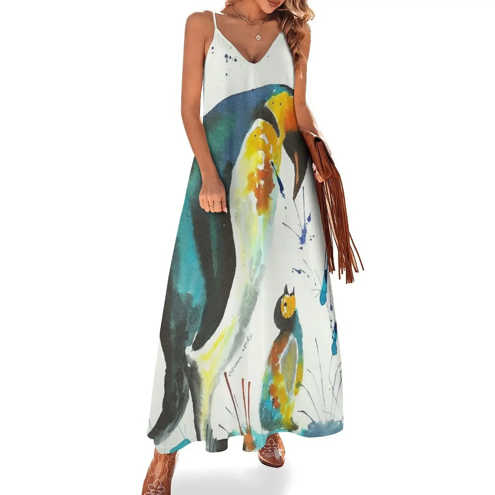 Женское платье с пингвинами из полиэстера и спандекса