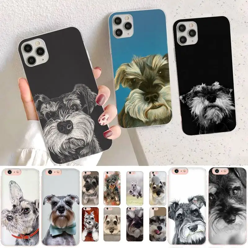 

YNDFCNB Lovely Dogs Schnauzer Phone Case for iPhone 11 12 13 mini pro XS MAX 8 7 6 6S Plus X 5S SE 2020 XR cover
