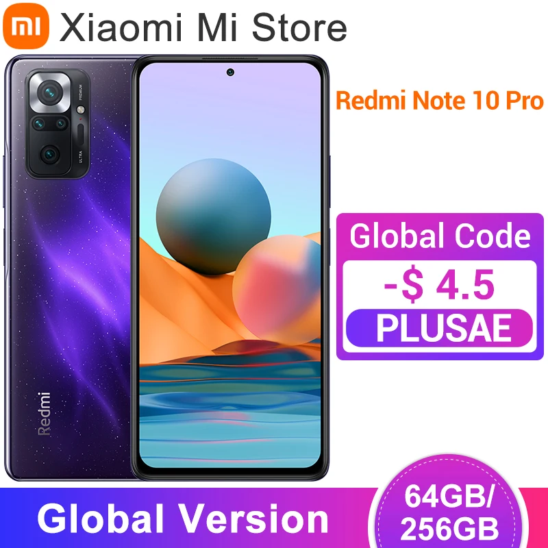 Kup Globalna Wersja Xiaomi Redmi Note 10 Pro Telefon Komórkowy 64GB 256GB Snapdragon 732G Octa Core 6.67 ''AMOLED Display 108MP Camera