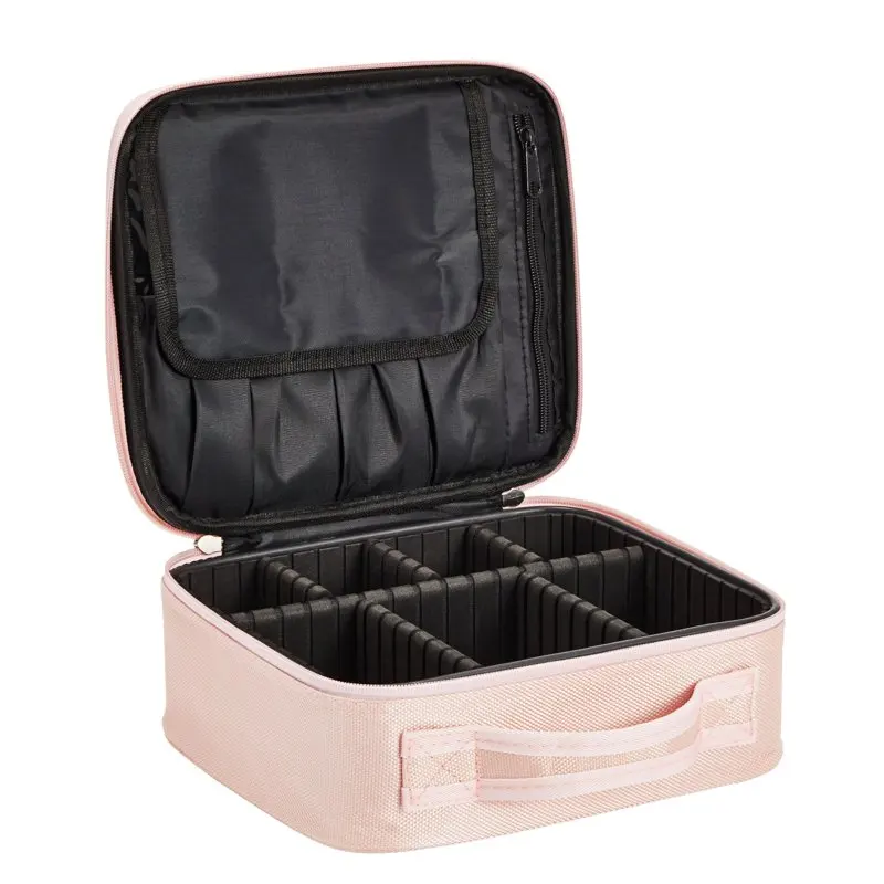 

Розовая дорожная сумка для макияжа с ручкой для женщин, женский Органайзер, 10,2x9,4x3,7 дюймов