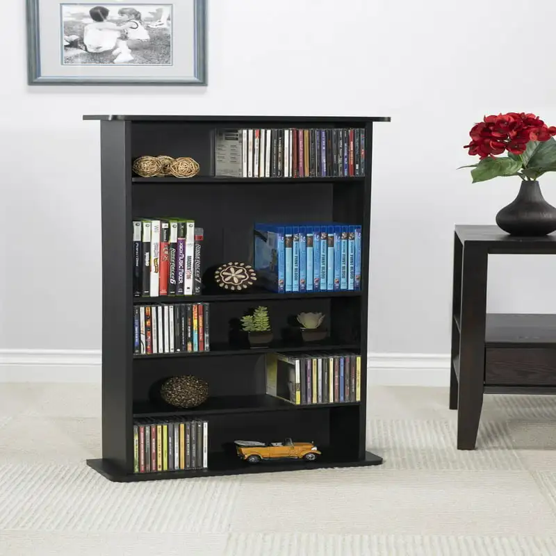 

Книжный шкаф с деревянным медиахранилищем Drawbridge XL, глубина 10 дюймов (240 компакт-дисков, 108 DVD-дисков), черная текстура древесины