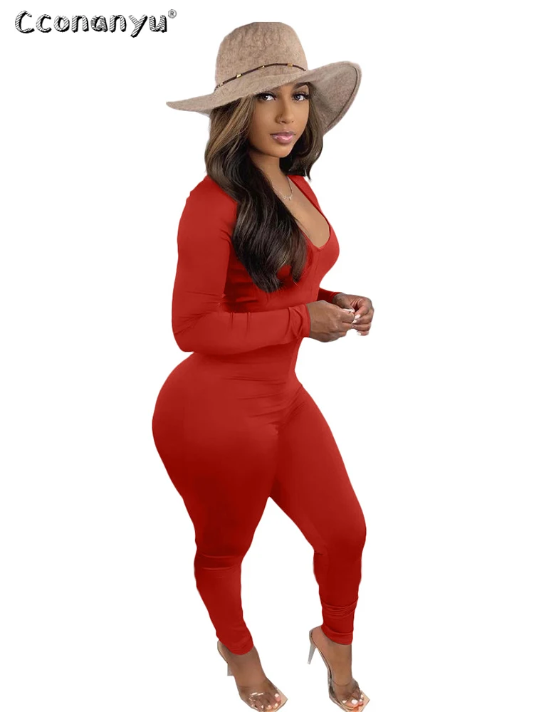 Fall Winter Drawstring Backless One Piece Outfit Casual Long Sleeve Overalls Sexy Nightclub Black Rompers Jumpsuits for Women