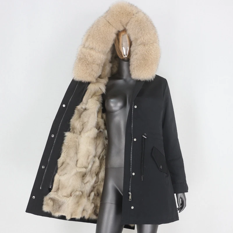 

FURYOURSELF 2023 New Long Waterproof Parka Real Fox Fur Liner Coat Winter Jacket Women Natural Raccoon Fox Fur Collar Detachable