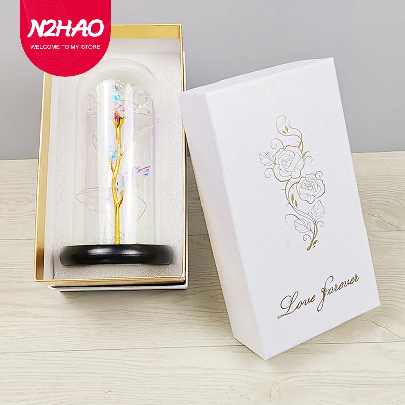 

Valentine Rose Glass Shade Beautiful Eternal Rose Eternelle LED Light Rose Glowing Rose Gift Box for Mother Valentine's Day Gift