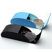 black leather hard flip sunglasses eyewear case storage box reading glasses case
