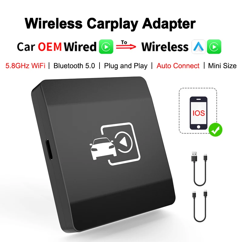 

Переходник проводной в беспроводной адаптер Carplay для Iphone Подходит для Audi Honda Toyota Hyundai Nissan Car Ai Box с Wi-Fi 5,8 ГГц