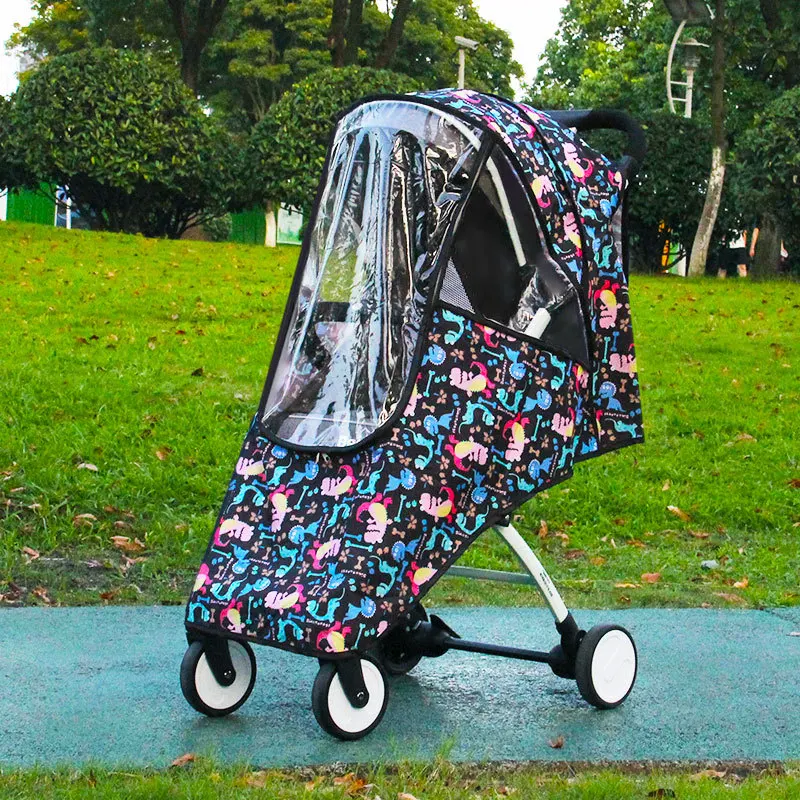 Infants Cartoon Weathershield Popular for Swivel Wheel Stroller Universal Size Baby Rain Cover Wind enlarge