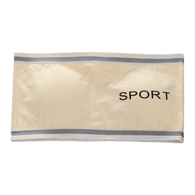 

Teenage Girls Strapless Training Bra Sports Letters Print Bralette with Removable Pads Summer Wireless Stretchy Underwear Vest