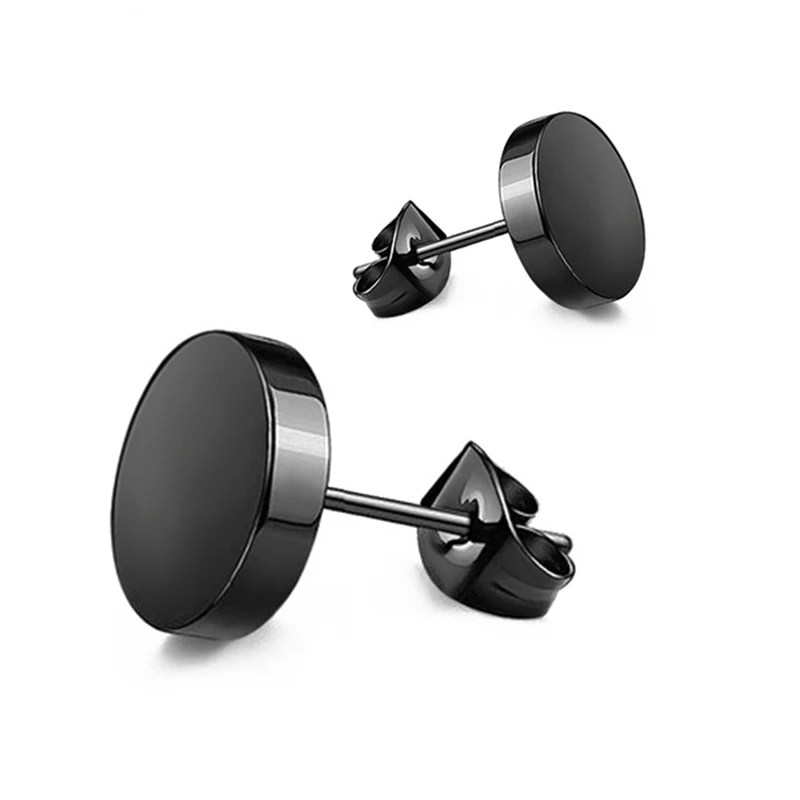

New Hot Selling Hip Hop Punk Rock Black Titanium Steel Stud Earrings Men's Girls Dumbbell Stainless Steel Stud Earrings