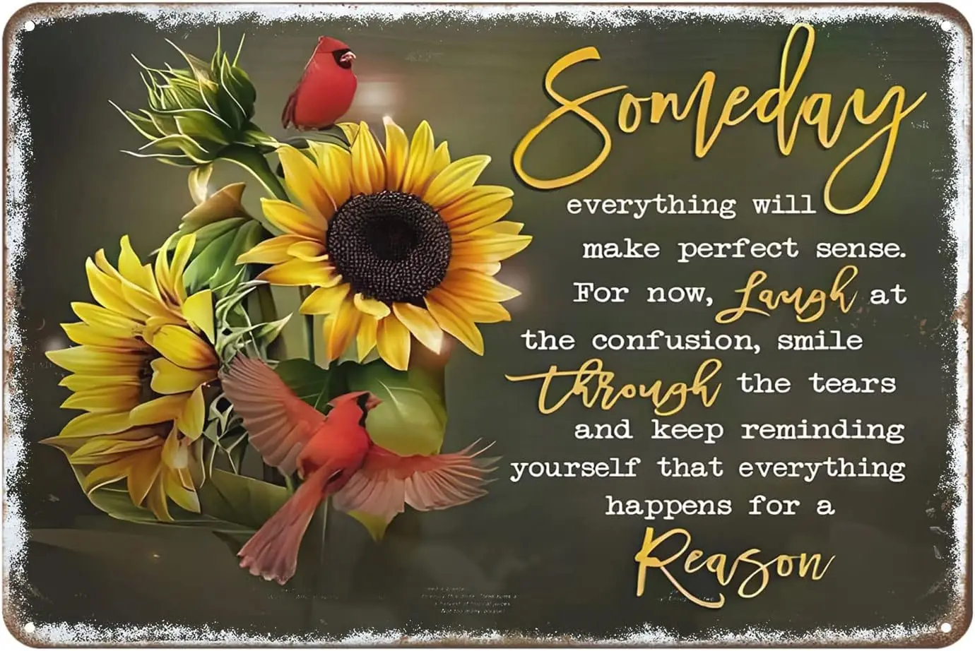 Enon Somedy Everythng Wll Mke Perfect Sense Vntge Tn Sgn Crdnl Ретро Дом Ktchen Br Rustc Декор Забавный 8x12 nches