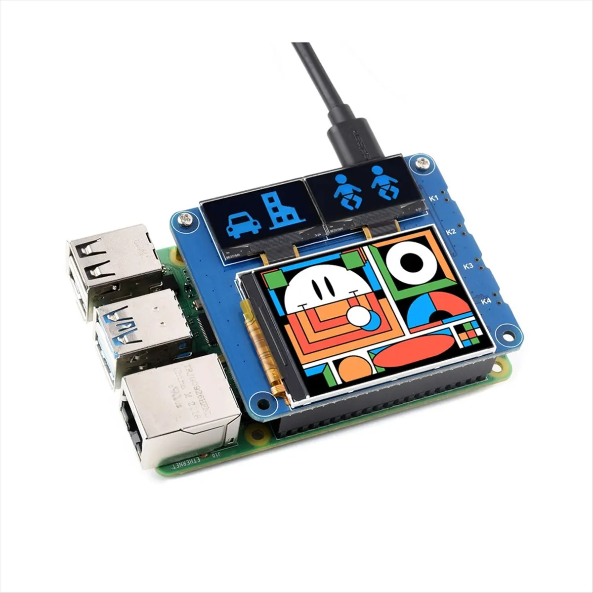 Фото 2-дюймовый ЖК-экран с 0,96-дюймовым модулем OLED-дисплея HAT Kit для RPi Zero 2 W 3 Model B 4 5 Плата расширения №2