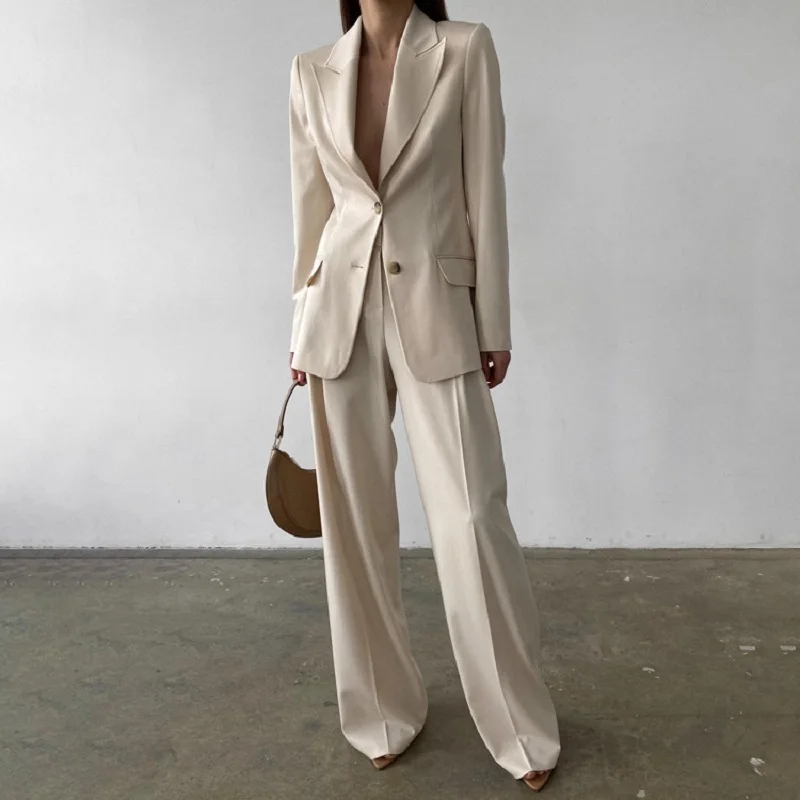 

Осенняя одежда Zabrina, элегантный пиджак с длинным рукавом, офисный комплект из двух предметов с Божьими коровками, брюки с широкими штанинами цвета хаки, деловые подходящие костюмы