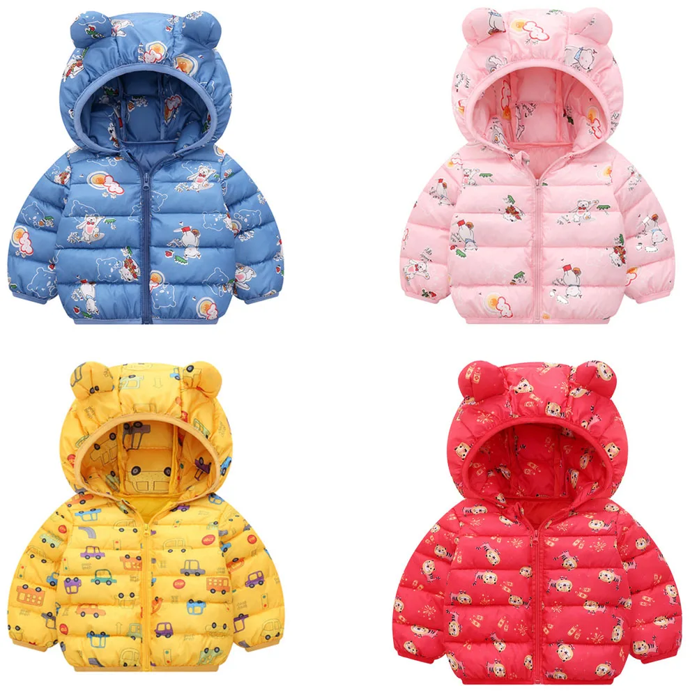 

Autumn Boys Down Jackets Hooded Outerwear Children Cartoon Warm Jacket Fashion Baby Kids Coat Clothes Girls Outerwear Jacket