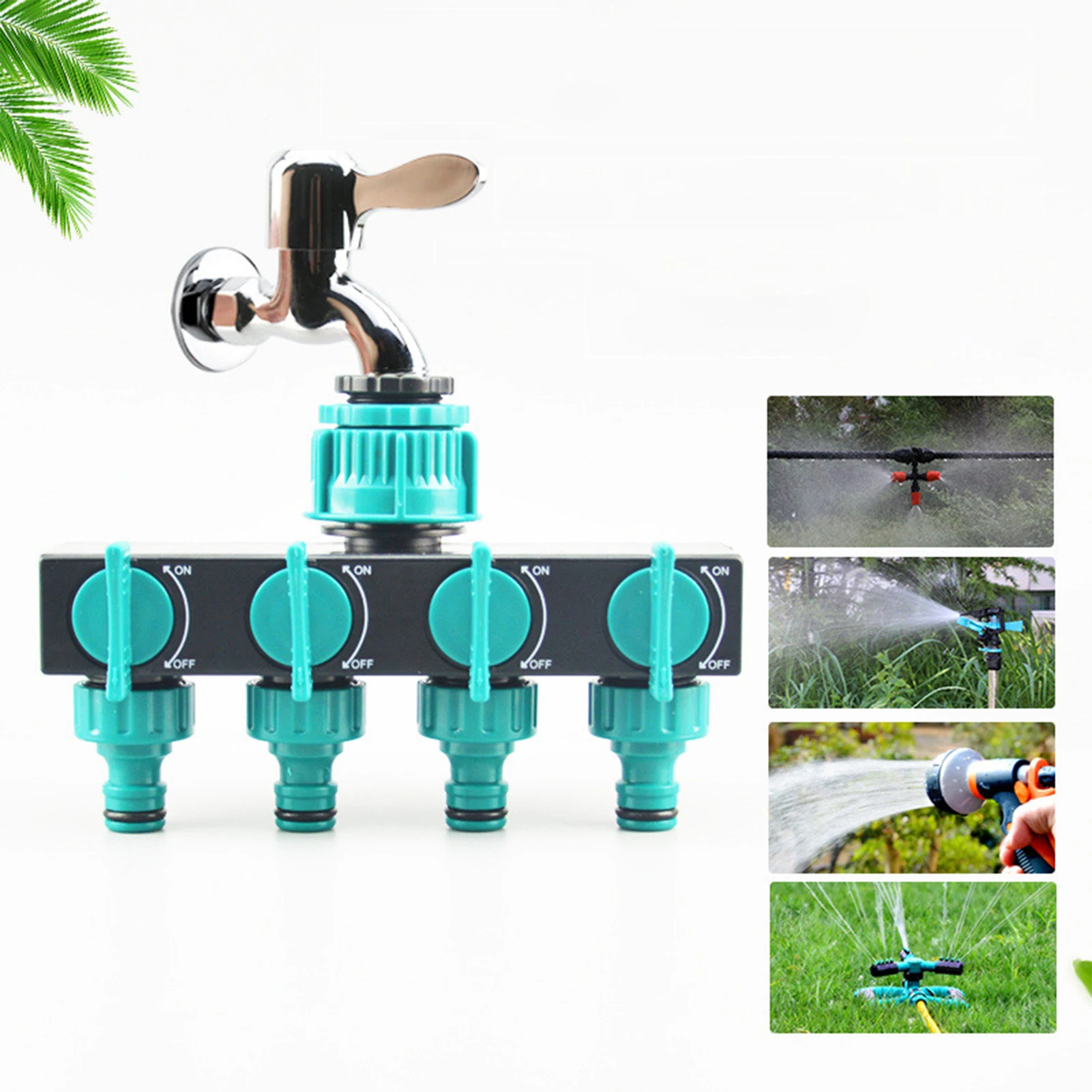 

4-Way Water Splitters 1" to 3/4" to 1/2" Thread Garden Irrigation Watering Connector Fittings Valve Garden Watering Accessories