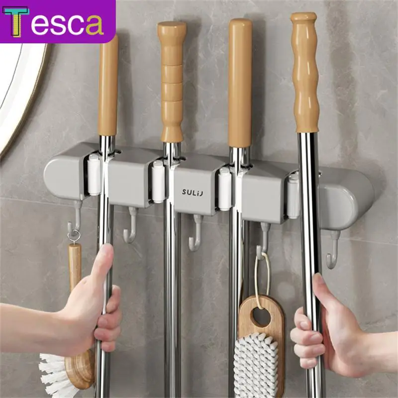 

Grey And White Strong Bearing Capacity Mop Storage Rack Multifunctional Broomstick Hook Storage Rack Solid And Stable Durable