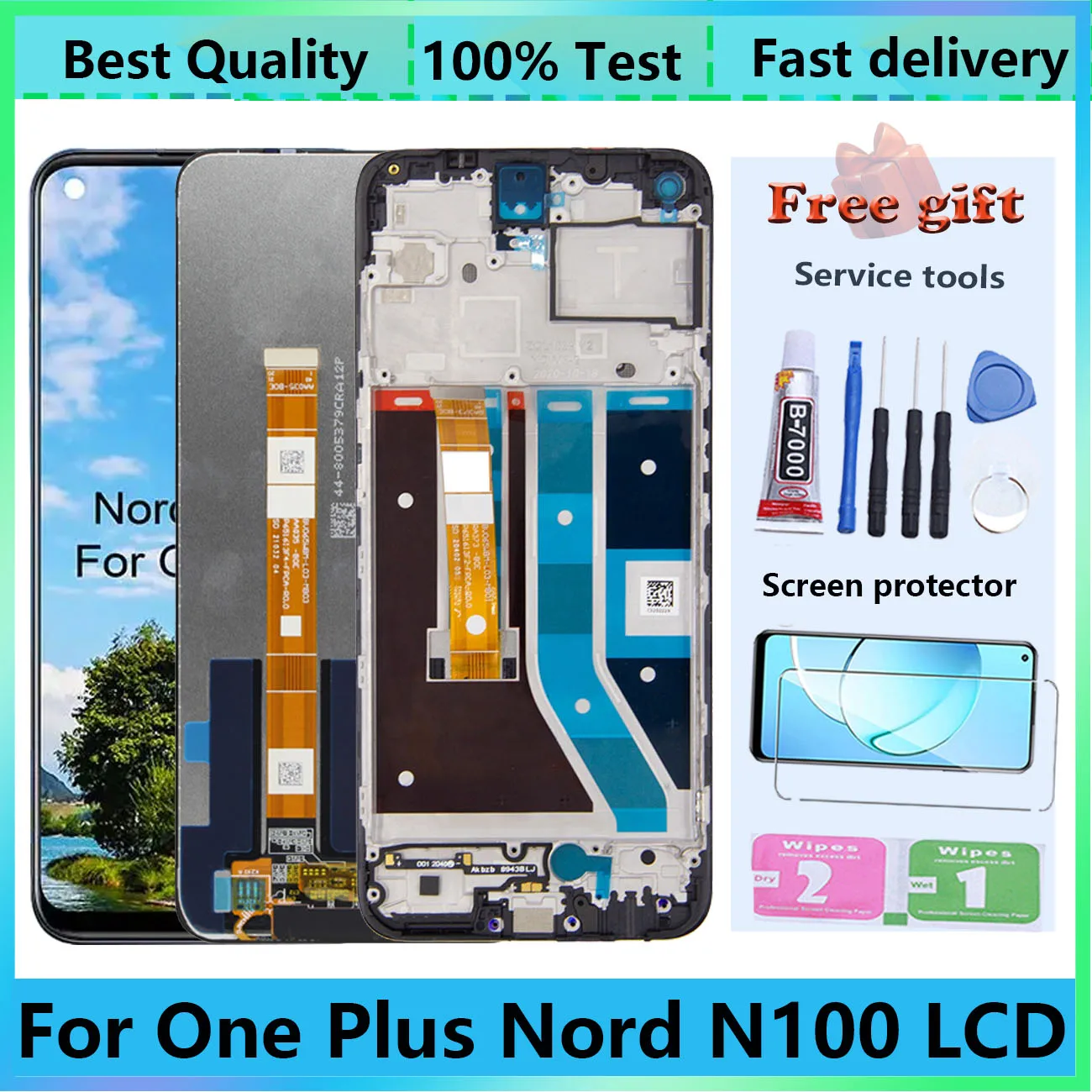 Запасные детали для Oneplus Nord N100 с рамкой, ЖК-дисплей BE2013, BE2015, BE2011, BE2012