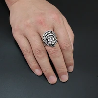 new vintage silver plated indian chief ring simple retro personality joint mummy ring gift jewelry