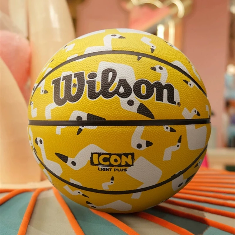 Wilson ICON Series Star Duck Children's Basketball Youth PU Wear-Resistant Indoor Outdoor Basketball Training Ball Size 5
