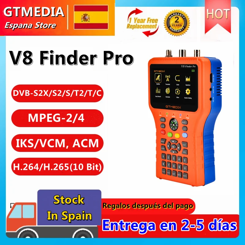 GTMEDIA V8 Finder Pro DVB-S2X/S2/S/T2/T/C/ATSC-C H.265 SatFinder 2 1080P HD Digital Satellite 3.5in LCD VS Satlink - Цена: 9809.09