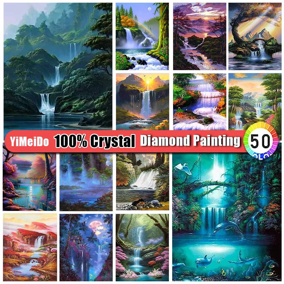 

YiMeiDo 100% алмазная живопись с кристаллами водопад 5d Сделай Сам Вышивка крестиком Алмазная вышивка набор декорации полная круглая картина руч...