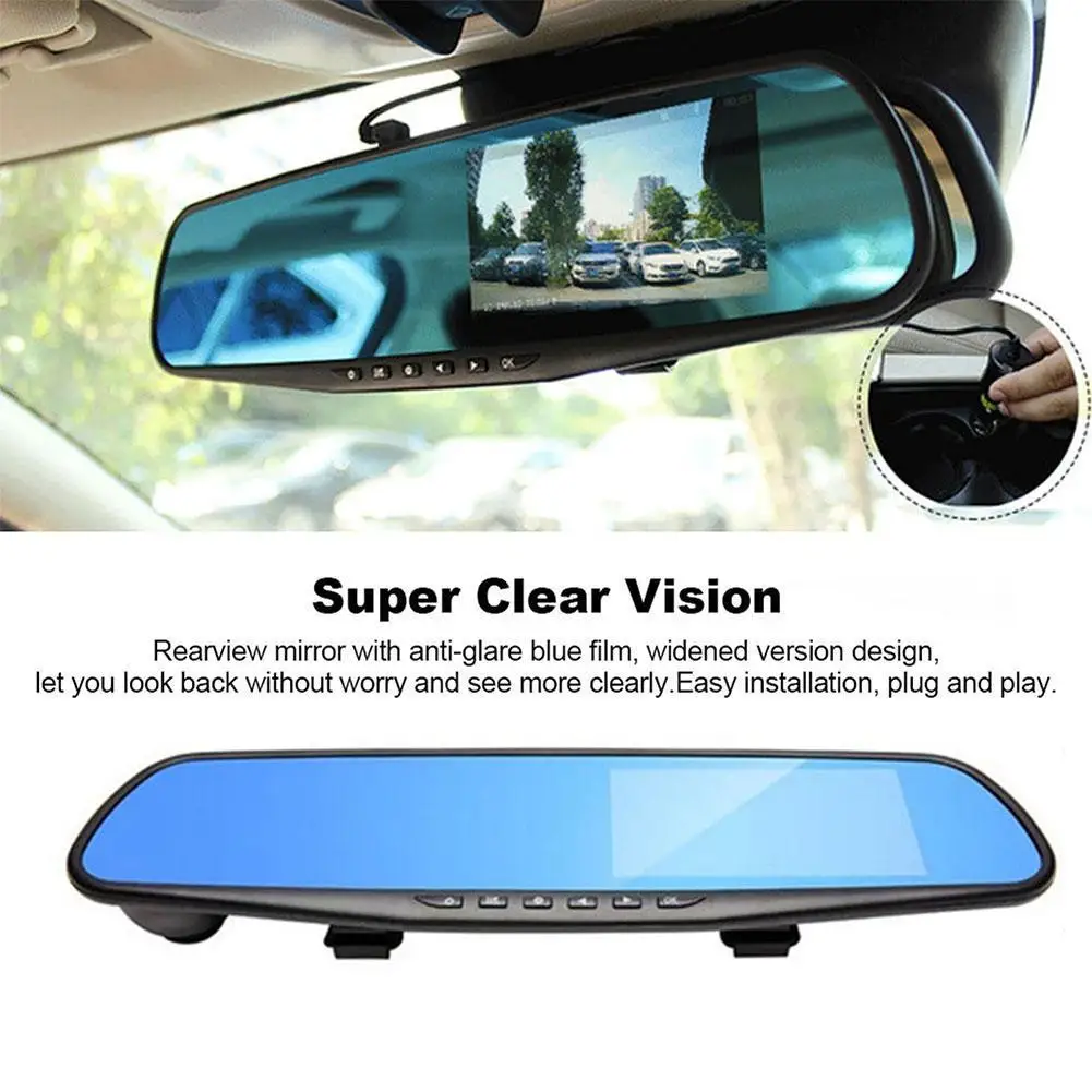 

4.3 Inch Car DVR Dash Camera HD1080P Rear View Dual Lens Car Driving Recorder LCD Display Ultra Wide Angle Front Rear Camera