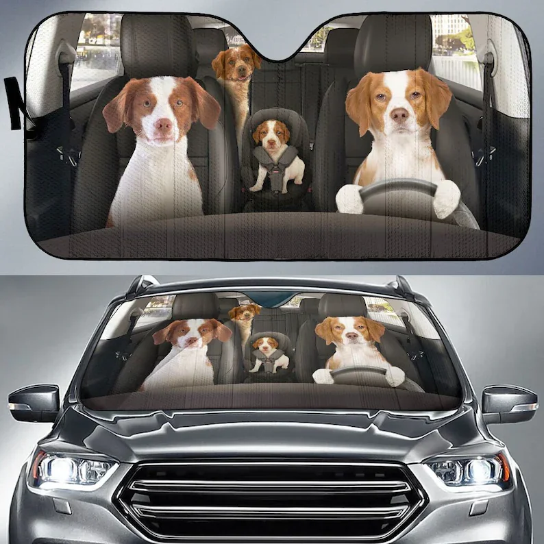 

Brittany Auto Sun Shade 21 Customized Gift Windshield Sunshade, Car Accessories, Custom Animal Pattern Sunshade,