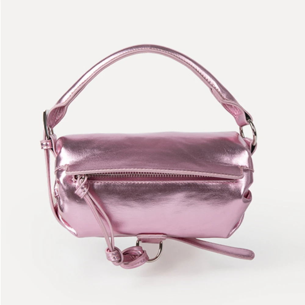 Metallic Silver Women Handbags Mini Crossbody Bags for Women 2023 Soft PU Leather Shoulder Bag Lichee Pattern Pillow Bag Purses