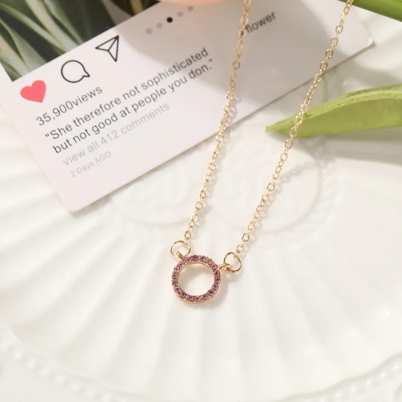 

Fashion Geometric Full Rhinestone Round Necklace for Women Vintage Party Jewelry Gift
